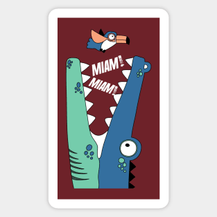 crocodile eating a bird Sticker